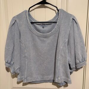 Women's Blue Puff Sleeve sweatshirt